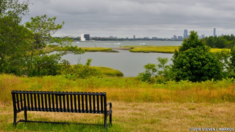 View of the West Salt Marsh and the Boston area from the southern end of Cathleen Stone Island, Boston Harbor Islands National Recreation Area