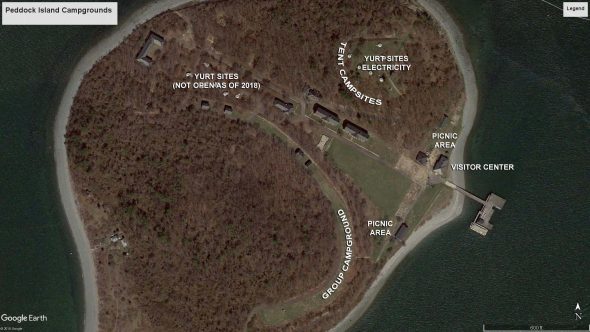 Peddocks Island picnic area locations (click to enlarge)