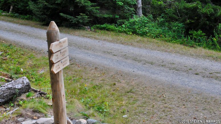 Trailhead for the Schoodic Head Trail on Blueberry Hill Road, Acadia National Park