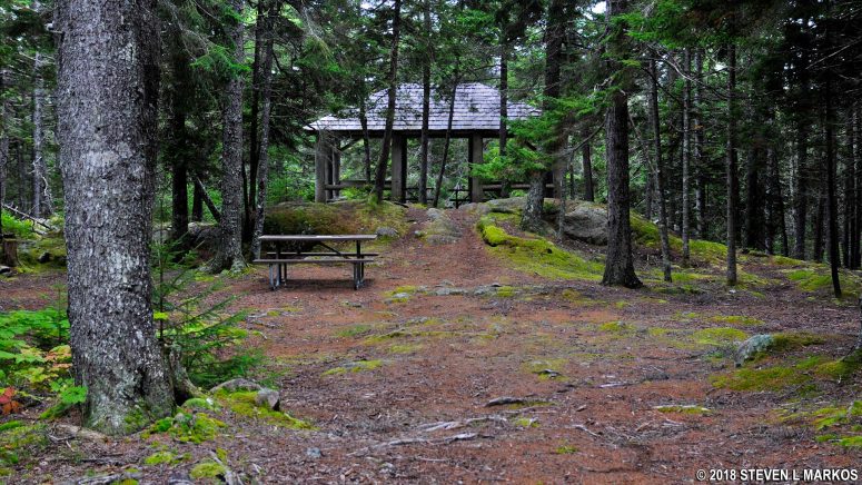 Table and pavilion located near the start of Pretty Marsh Road in Acadia National Park