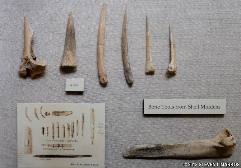 Collection of bone tools at the Abbe Museum, Acadia National Park