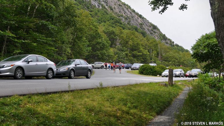 Precipice Trail parking lot viewed from Murphy’s Lane, Acadia National Park