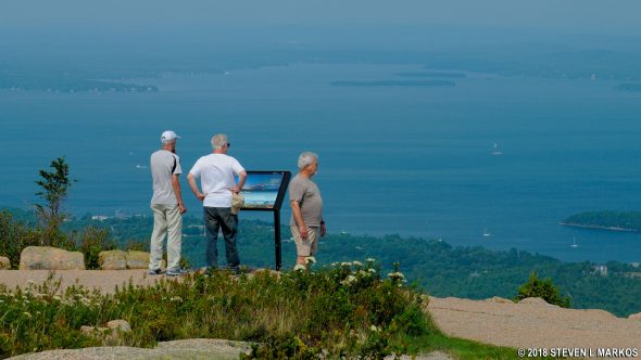 Visitors at the summit of Cadillac Mountain in Acadia National Park