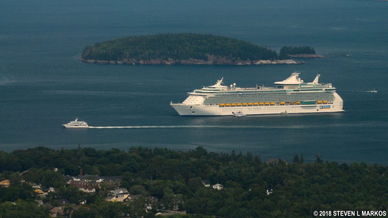 Haze hinders a clear view of Bar Harbor