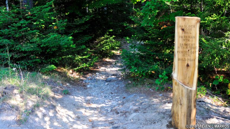 Trailhead for the Hadlock Brook Trail in Acadia National Park