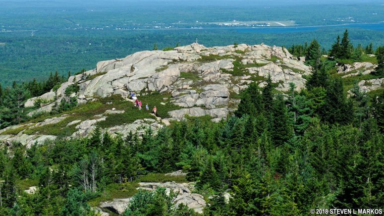 Hikers on their way to Bald Peak from Parkman Mountain, Acadia National Park