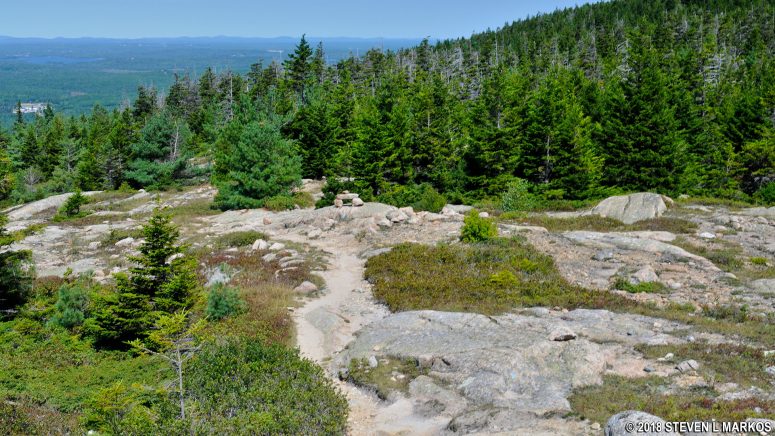 Start of the hike to Sargent Mountain from Gilmore Peak in Acadia National Park
