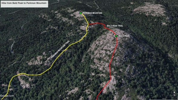 Bald Peak to Parkman Mountain Hike map (click to enlarge)