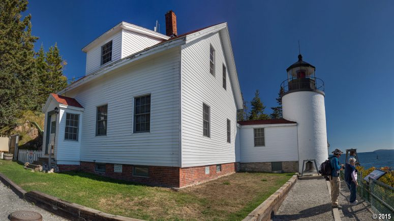 Panoramic view of the Bass Harbor Head light and keeper's quarters (photo by rjcox)