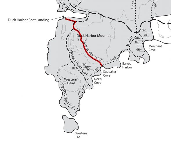 Duck Harbor Mountain Trail map (click to enlarge)