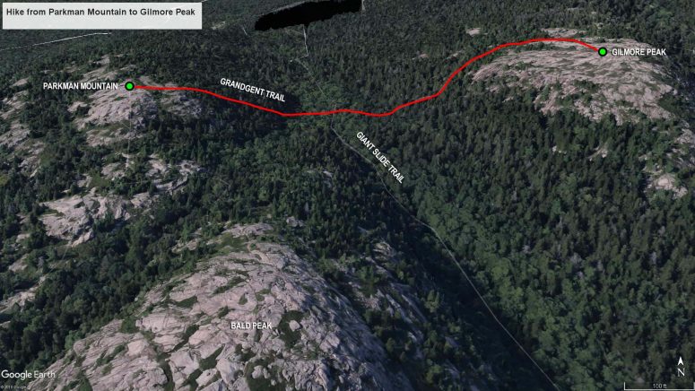 Parkman Mountain to Gilmore Peak trail map (click to enlarge)