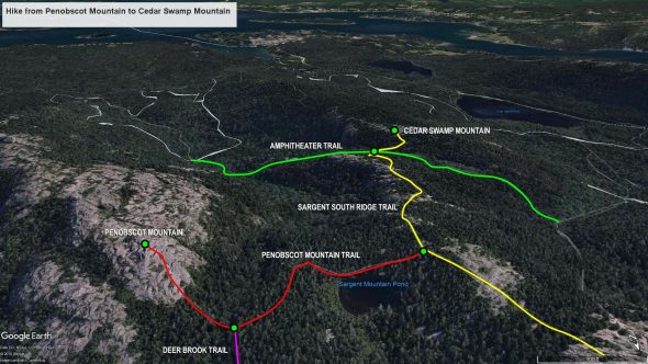 Penobscot Mountain to Cedar Swamp Mountain trail map (click to enlarge)