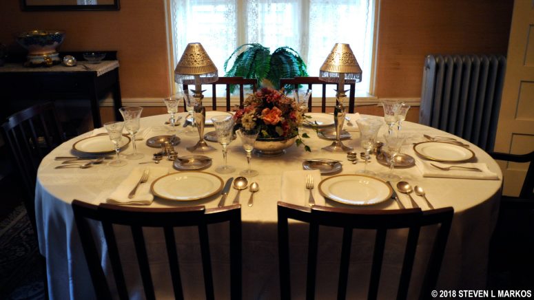 Dining room table in the Kennedy's Beals Street house, John Fitzgerald Kennedy National Historic Site