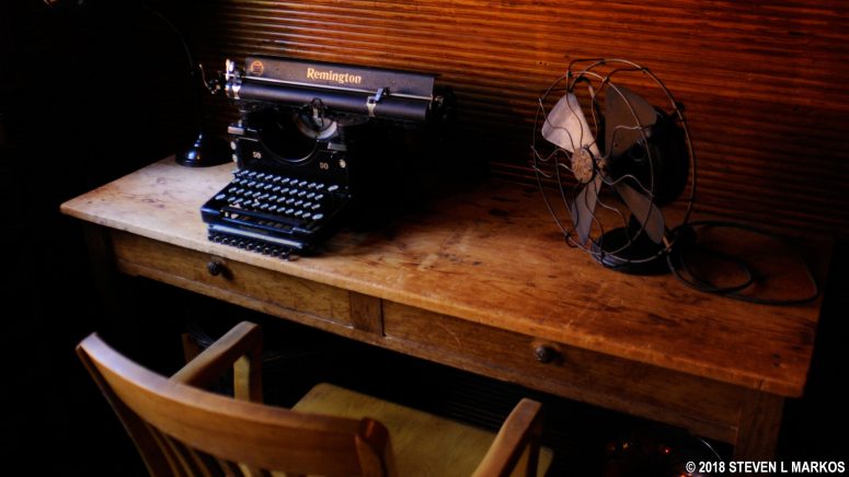 Old typewriter and fan in the Olmsted firm offices, Frederick Law Olmsted National Historic Site