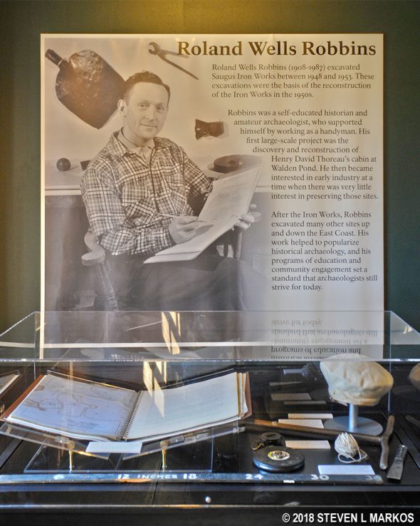 Exhibit on Roland Robbins on display in the Iron Works Museum