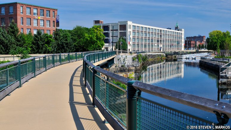 Pedestrian bridge across the Pawtucket Canal in Lowell, Massachusetts
