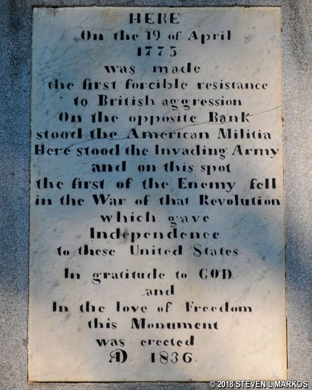 Inscription on the Battle Monument at the North Bridge in Minute Man National Historical Park