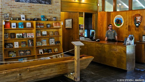 Information desk and book store at the Horseshoe Bend National Military Park Visitor Center