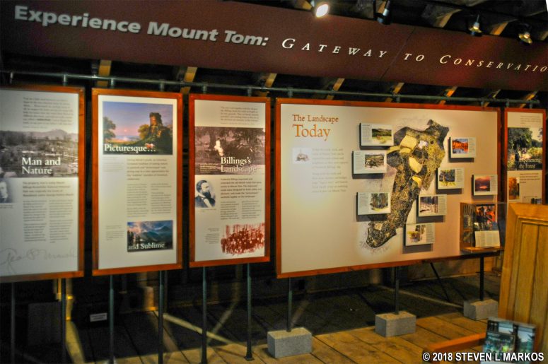 Exhibit in the Wood Barn details the natural features found within Marsh-Billings-Rockefeller National Historical Park