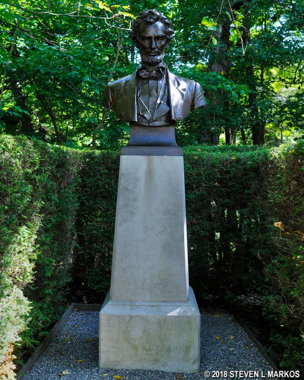 Bust of Abraham Lincoln on display just outside the Atrium at Saint-Gaudens National Historical Park