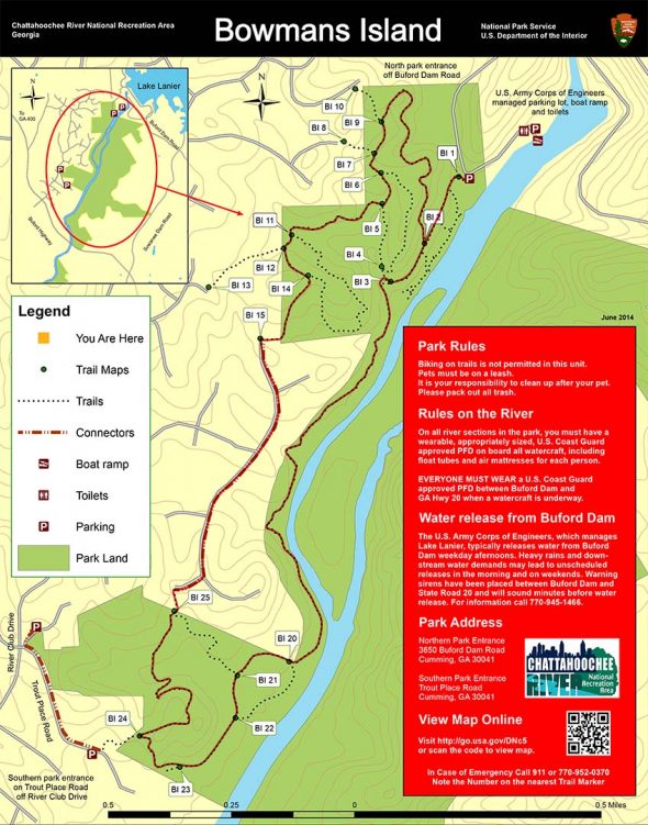 Bowmans Island West Side Loop Hike map (click to enlarge)