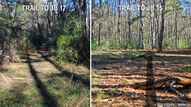 JB 16 intersection at Jones Bridge Unit trail in Chattahoochee River National Recreation Area
