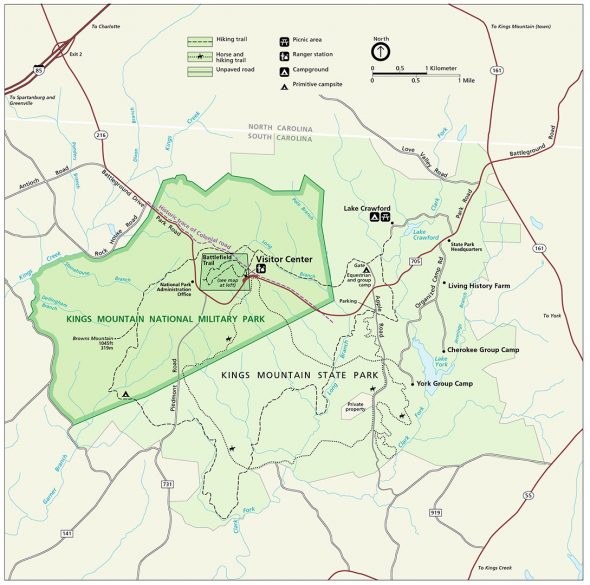 Kings Mountain National Military Park map (click to enlarge)