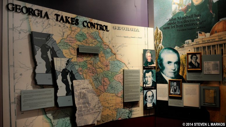 Display about Georgia laws designed to make life for the Cherokee miserable.