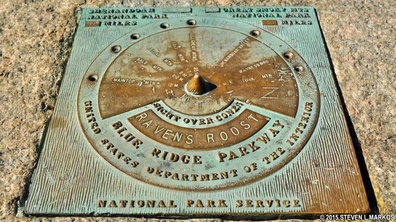 Landmark map at Ravens Roost Overlook on the Blue Ridge Parkway