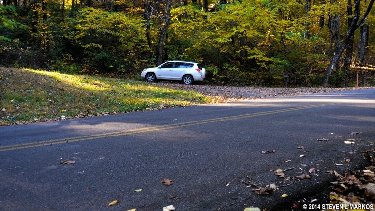 Entrance to the Sanders Road Picnic Area, to the right of where the Whiteside Trail meets Sanders Road.