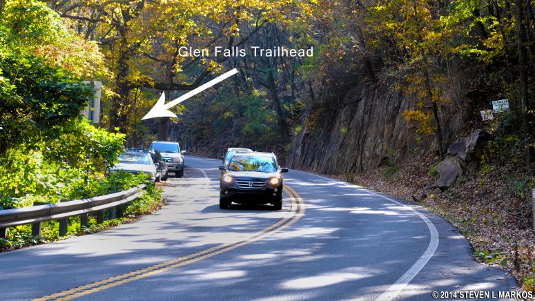 The Glen Falls Trail can be found slightly to the right from where the Shingle Trail meets Ochs Highway