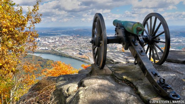 Cannon overlooking Chattanooga at Lookout Mountain Battlefield