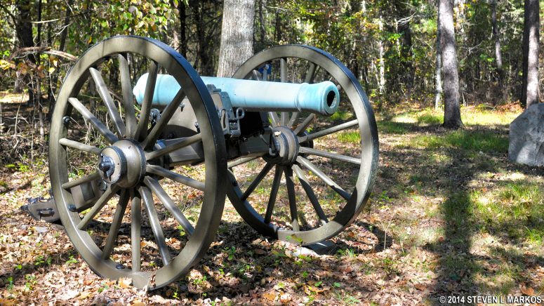 Cannon exhibit along the Blue Trail in the Chickamauga Unit of Chickamauga and Chattanooga National Military Park