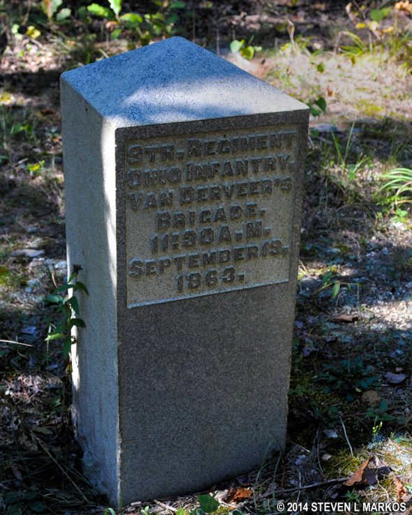 Monument to the 9th Regiment Ohio Infantry at the Chickamauga Unit of Chickamauga and Chattanooga National Military Park
