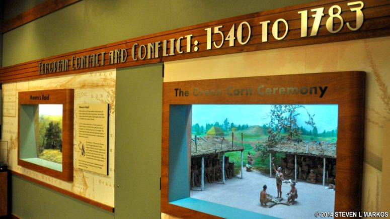 Exhibits on the conflict between the Indians and Europeans, Ocmulgee Mounds National Historical Park