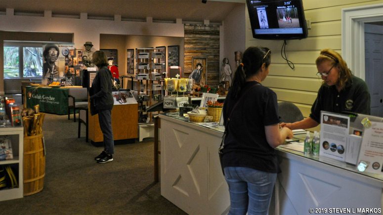 Information desk at the Fort Frederica National Monument Visitor Center