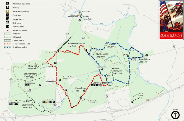 Manassas National Battlefield Park trail map (click to enlarge)