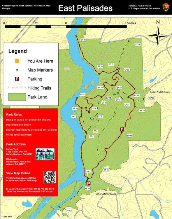 East Palisades Loop Hike Map (click to enlarge)