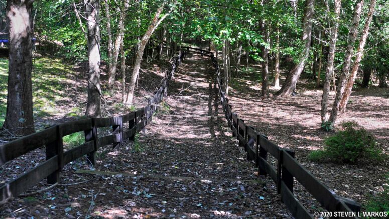 Trail leading back into the Bowmans Island Unit of Chattahoochee River National Recreation Area near BI 15