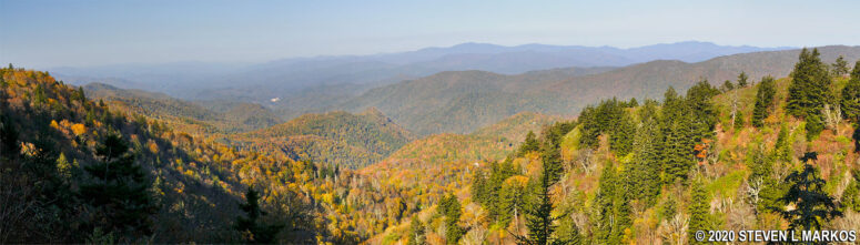 Panoramic view from the Woolyback Overlook on the Blue Ridge Parkway (click to enlarge)