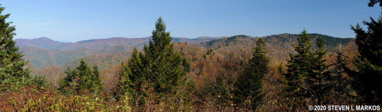 Panoramic view from Beartrap Gap Overlook on the Blue Ridge Parkway (click to enlarge)