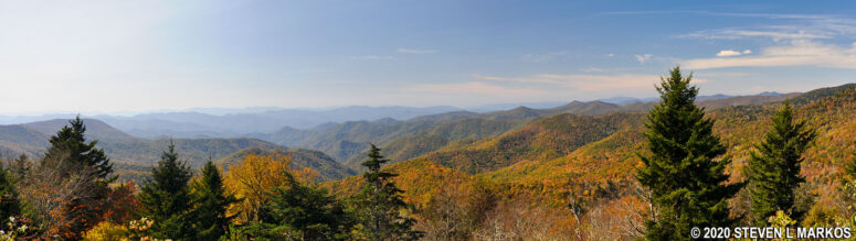 Panoramic view from Caney Fork Overlook on the Blue Ridge Parkway (click to enlarge)