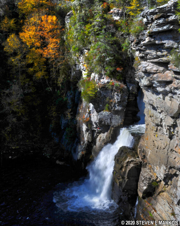 Blue Ridge Parkway's Lower Linville Falls viewed from the Plunge Basin overlook