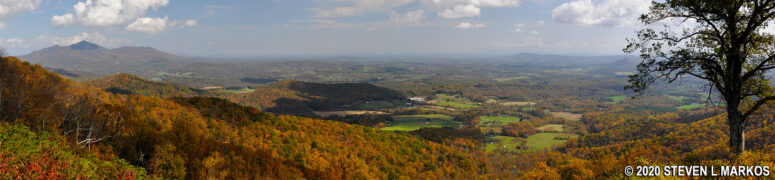 Panoramic view from the Devils Background View stop on the Blue Ridge Parkway (click to enlarge)