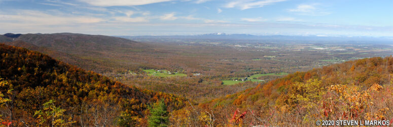 Panoramic view from the Greenstone Overlook on the Blue Ridge Parkway (click to enlarge)