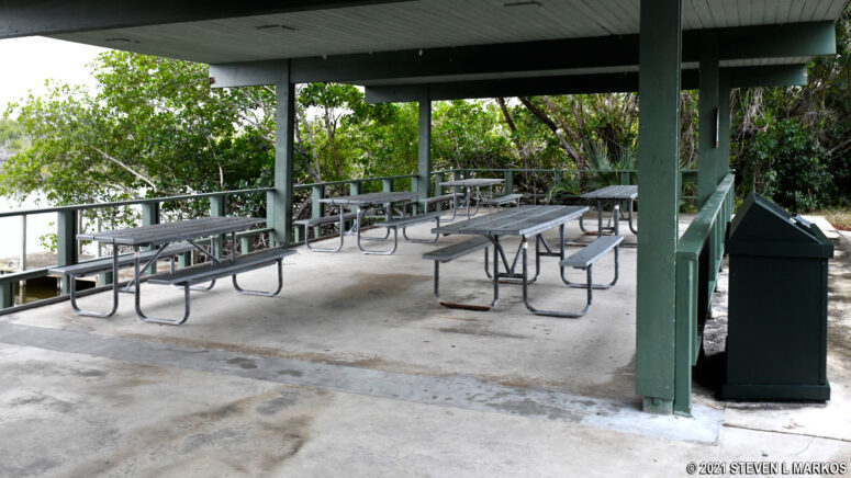 Picnic tables at West Lake in Everglades National Park