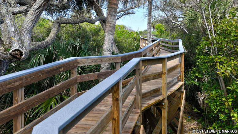 Boardwalk to the top of Turtle Mound at Canaveral National Seashore