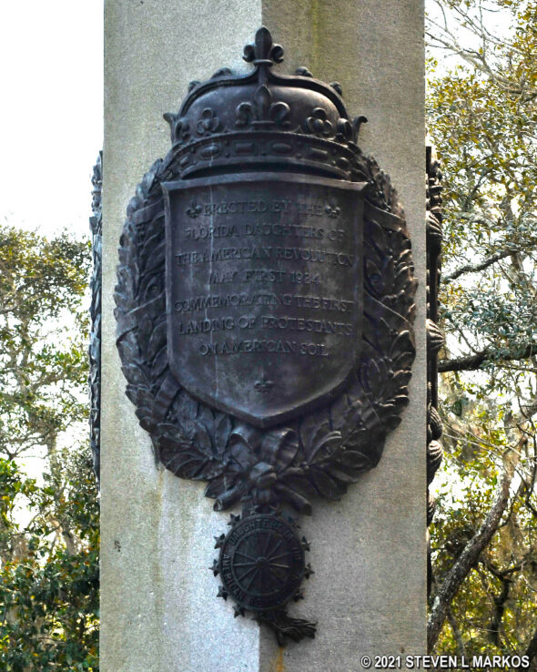 Dedication inscription for the Ribault Monument
