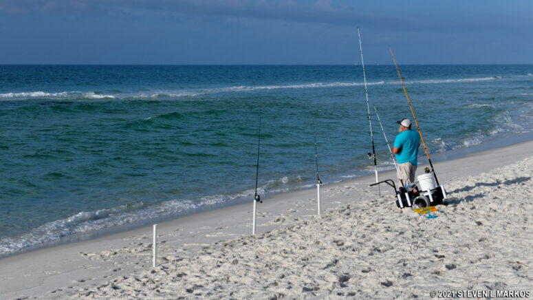 Early morning fishing at Gulf Islands National Seashore's Langdon Beach