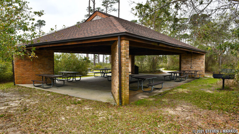 Picnic pavilion at Gulf Island National Seashore's Naval Live Oaks Area